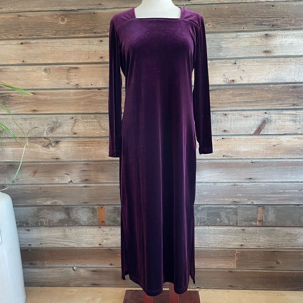Caribou New York Purple Velour Maxi Dress Size M EUC